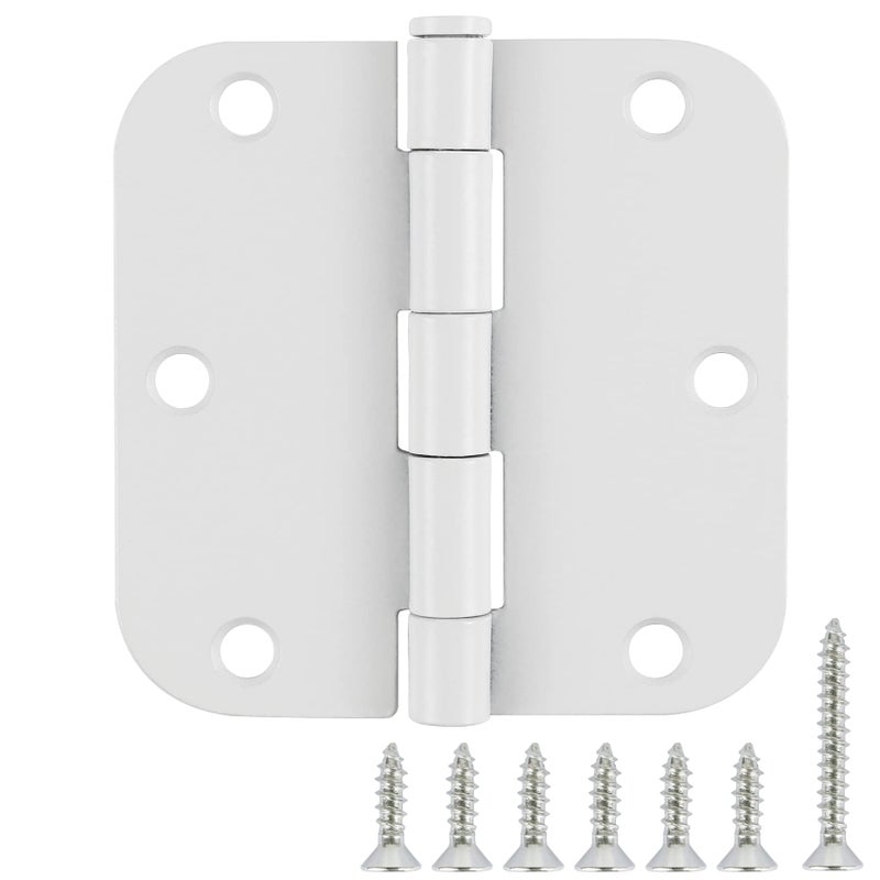 TDCHINGES 3 Pack White Door Hinges 3.5 "" Interior Hardware for Doors 3 1/2 Inch Rounded 5/8 ""Radius Non Removable Pin Bedroom Hinge Bulk Heavy Duty Steel Bisagra De Puerta Blanca Gate Decor Accessories No Squeak - Image 1